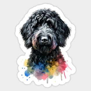 Black Labradoodle Dog Watercolor Artwork Sticker